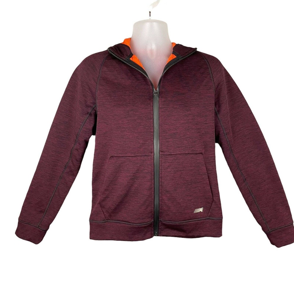 American Eagle AE Active Flex Mens Jacket Small Full Zip Hooded Sweatshirt Red - Picture 12 of 12